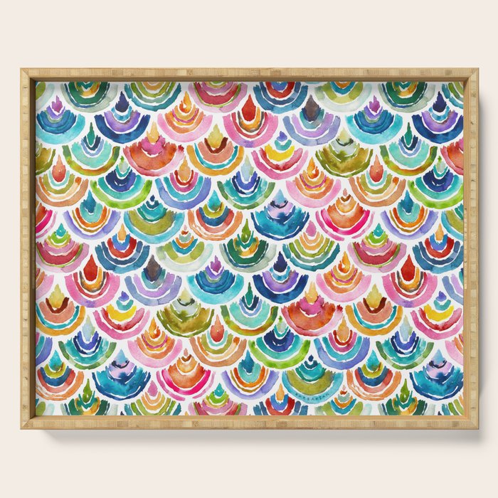 STRANGEBOW Rainbow Bold Colorful Scallop Serving Tray Gallery Image 1