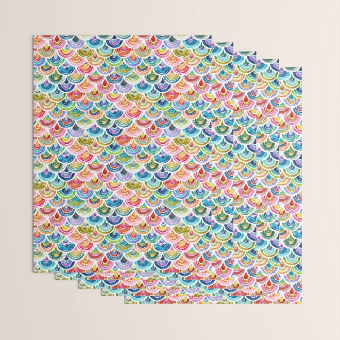 STRANGEBOW Rainbow Bold Colorful Scallop Wrapping Paper Gallery Image 3