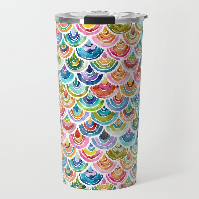 STRANGEBOW Rainbow Bold Colorful Scallop Travel Mug Gallery Image 1