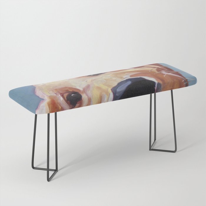 Golden Retriever Puppy Original Oil Painting Bench Gallery Image 1