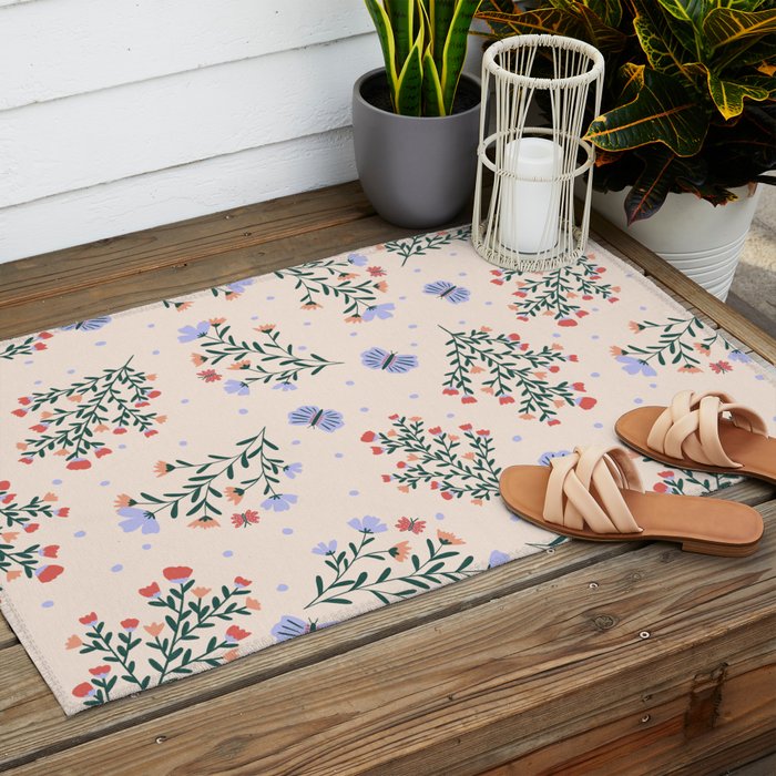 Sweet Floral Outdoor Rug Gallery Image 2
