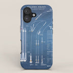 SpaceX Falcon Heavy Spacecraft NASA Rocket Blueprint in High Resolution (light blue) iPhone Case Gallery Image 1