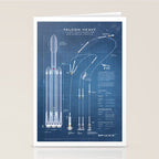 SpaceX Falcon Heavy Spacecraft NASA Rocket Blueprint in High Resolution (light blue) Stationery Card Gallery Image 2