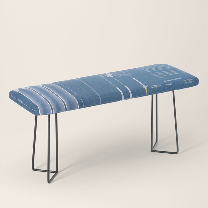 SpaceX Falcon Heavy Spacecraft NASA Rocket Blueprint in High Resolution (light blue) Bench Gallery Image 1