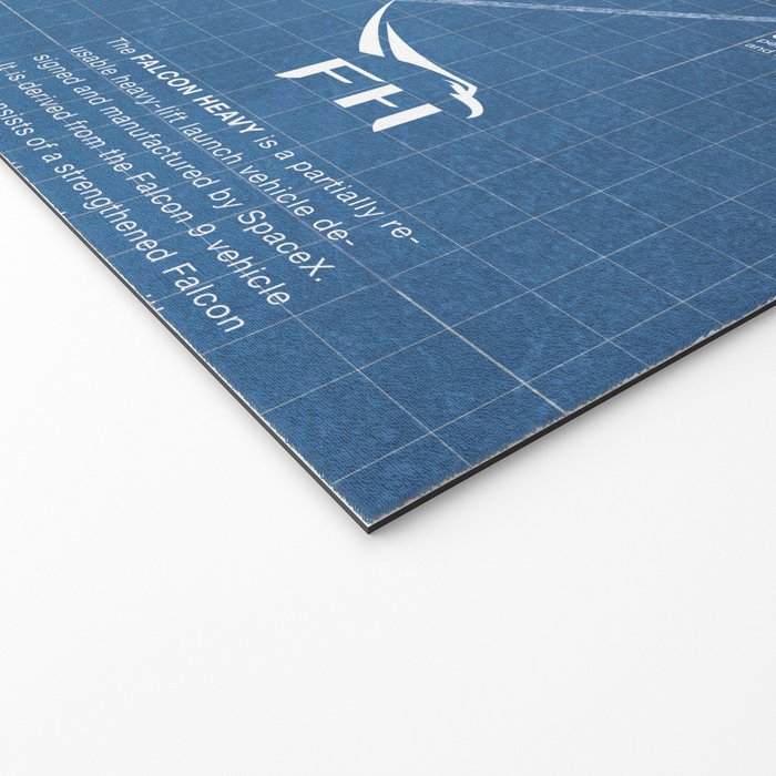 SpaceX Falcon Heavy Spacecraft NASA Rocket Blueprint in High Resolution (light blue) Welcome Mat Gallery Image 2
