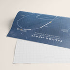 SpaceX Falcon Heavy Spacecraft NASA Rocket Blueprint in High Resolution (light blue) Wrapping Paper Gallery Image 2