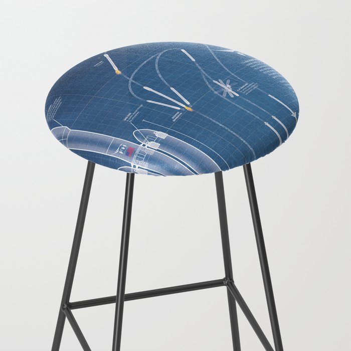 SpaceX Falcon Heavy Spacecraft NASA Rocket Blueprint in High Resolution (light blue) Stool Gallery Image 2
