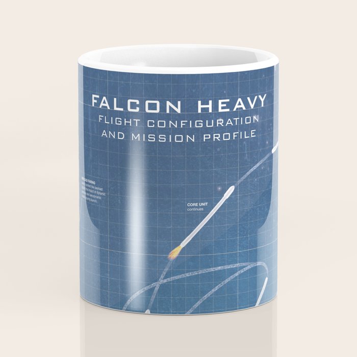 SpaceX Falcon Heavy Spacecraft NASA Rocket Blueprint in High Resolution (light blue) Coffee Mug Gallery Image 4