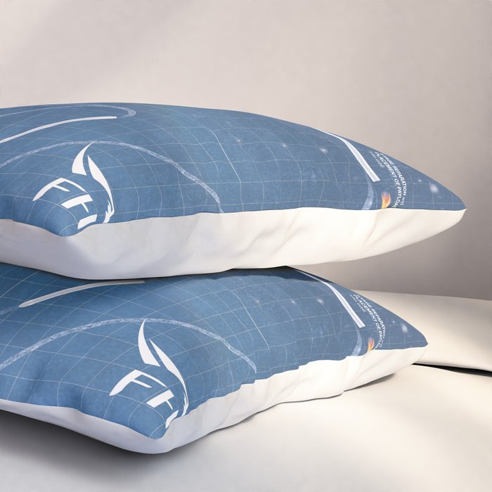 SpaceX Falcon Heavy Spacecraft NASA Rocket Blueprint in High Resolution (light blue) Pillow Sham Gallery Image 3
