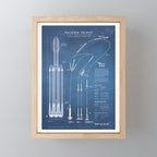 SpaceX Falcon Heavy Spacecraft NASA Rocket Blueprint in High Resolution (light blue) Mini Art Print Gallery Image 1