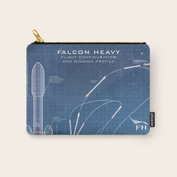 SpaceX Falcon Heavy Spacecraft NASA Rocket Blueprint in High Resolution (light blue) Carry All Pouch Gallery Image 1