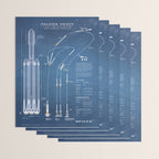 SpaceX Falcon Heavy Spacecraft NASA Rocket Blueprint in High Resolution (light blue) Wrapping Paper Gallery Image 3