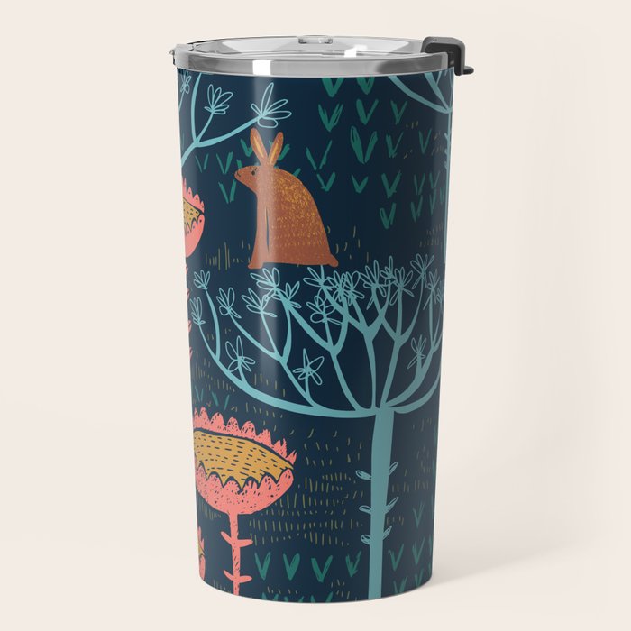 Block print bunny Travel Mug Gallery Image 2