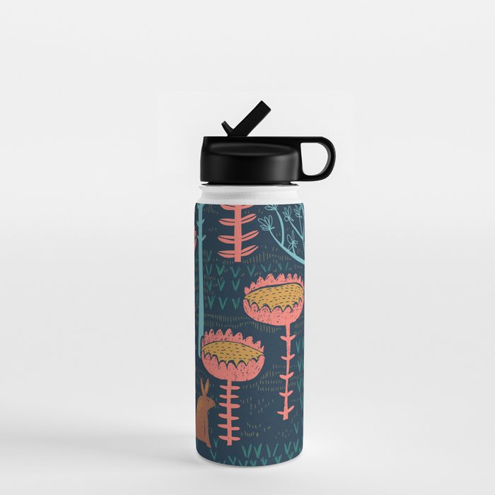 Block print bunny Water Bottle Gallery Image 1