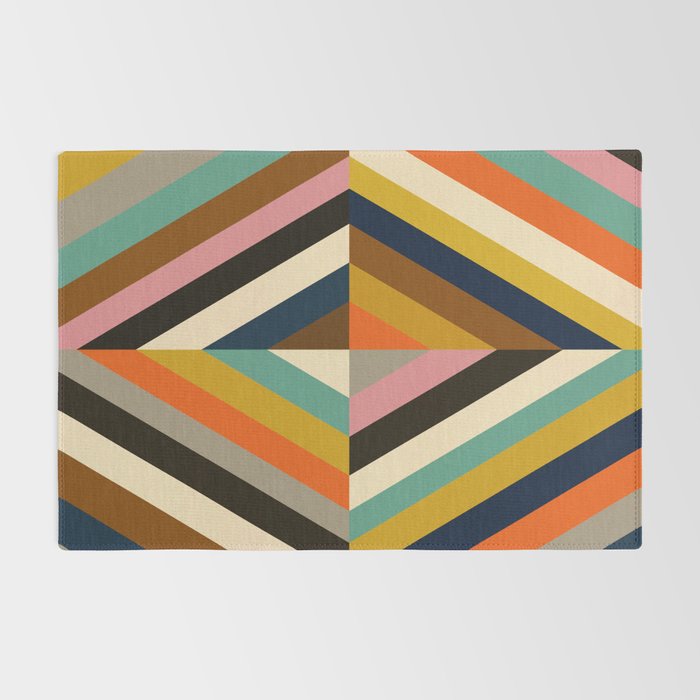 Mid Century Geometric Pattern Technicolor Diamond  Rug Gallery Image 2