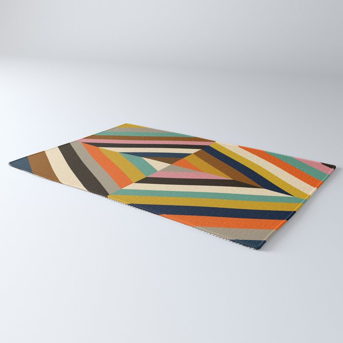 Mid Century Geometric Pattern Technicolor Diamond  Rug Gallery Image 3