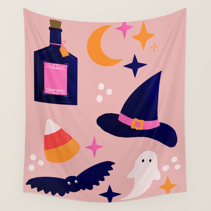Pink Halloween essentials  Wall Tapestry Gallery Image 4