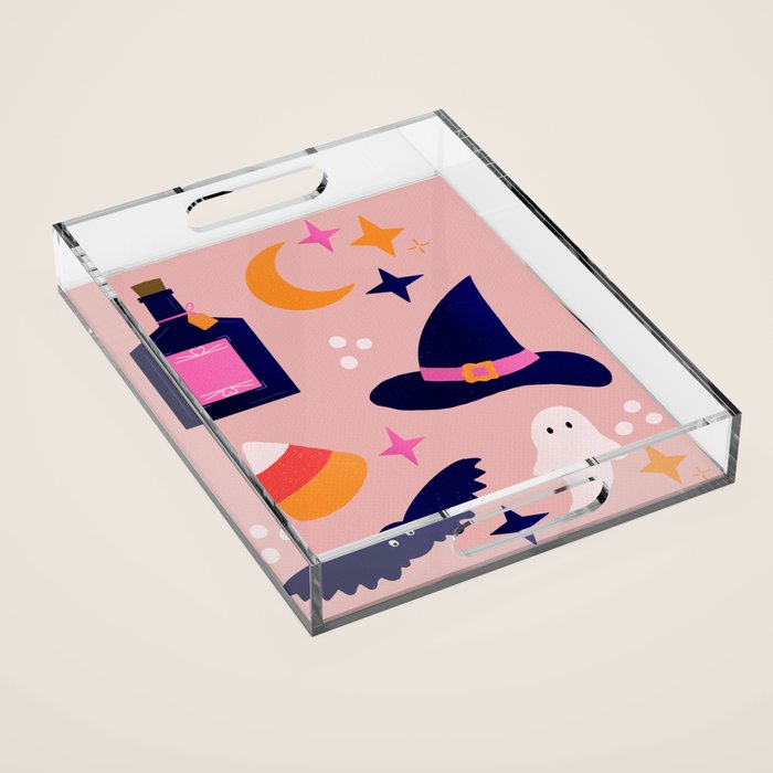 Pink Halloween essentials  Acrylic Tray Gallery Image 1