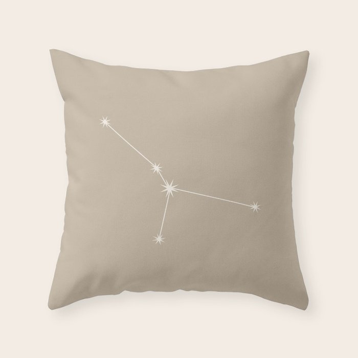 Cancer Zodiac Star Constellation Line Art Beige Throw Pillow Gallery Image 6