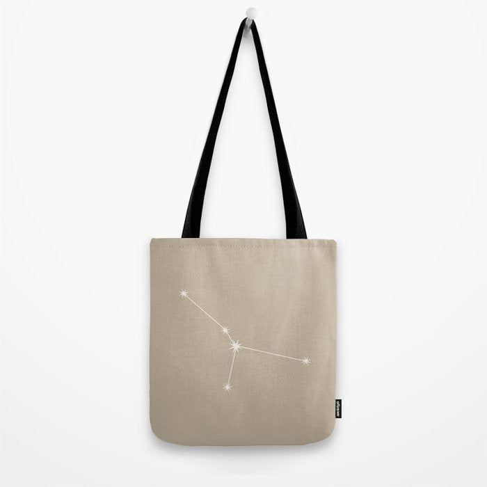 Cancer Zodiac Star Constellation Line Art Beige Tote Bag Gallery Image 2