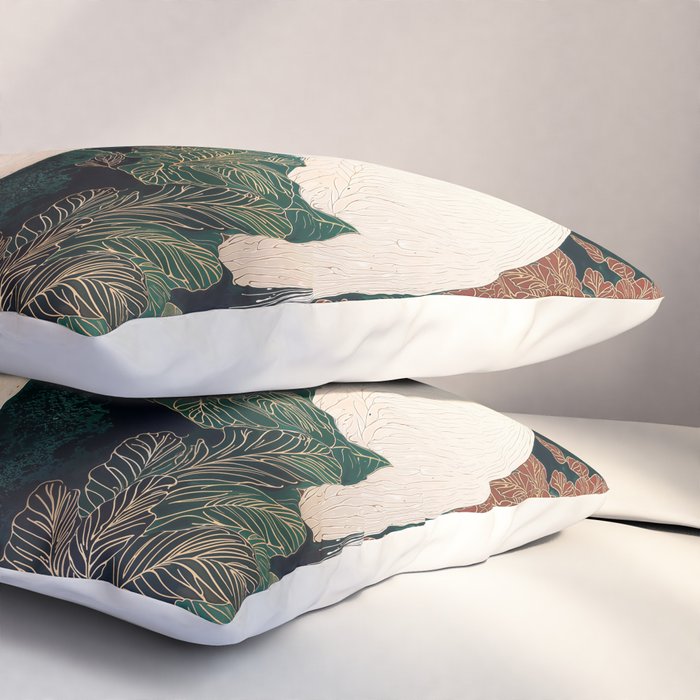 Japanese chinoiserie Bird Wall Art Maximalist Green Print Heron Painting japandi living room poster Pillow Sham Gallery Image 3