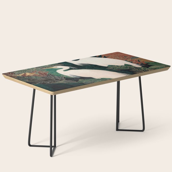 Japanese chinoiserie Bird Wall Art Maximalist Green Print Heron Painting japandi living room poster Coffee Table Gallery Image 1
