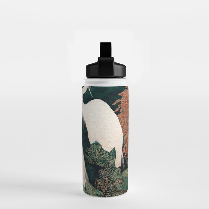 Japanese chinoiserie Bird Wall Art Maximalist Green Print Heron Painting japandi living room poster Water Bottle Gallery Image 2
