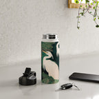 Japanese chinoiserie Bird Wall Art Maximalist Green Print Heron Painting japandi living room poster Water Bottle Gallery Image 4