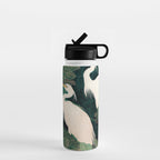 Japanese chinoiserie Bird Wall Art Maximalist Green Print Heron Painting japandi living room poster Water Bottle Gallery Image 1