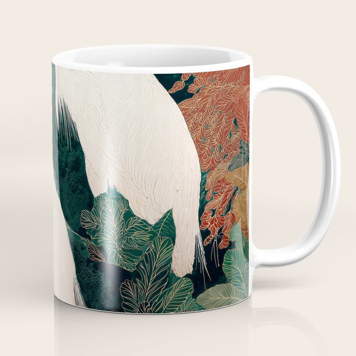 Japanese chinoiserie Bird Wall Art Maximalist Green Print Heron Painting japandi living room poster Coffee Mug Gallery Image 1