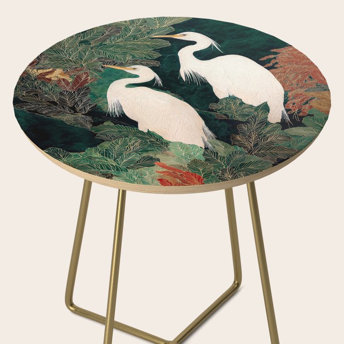 Japanese chinoiserie Bird Wall Art Maximalist Green Print Heron Painting japandi living room poster Side Table Gallery Image 2