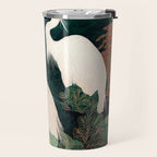 Japanese chinoiserie Bird Wall Art Maximalist Green Print Heron Painting japandi living room poster Travel Mug Gallery Image 2