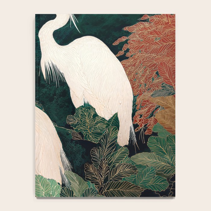 Japanese chinoiserie Bird Wall Art Maximalist Green Print Heron Painting japandi living room poster Notebook Gallery Image 4