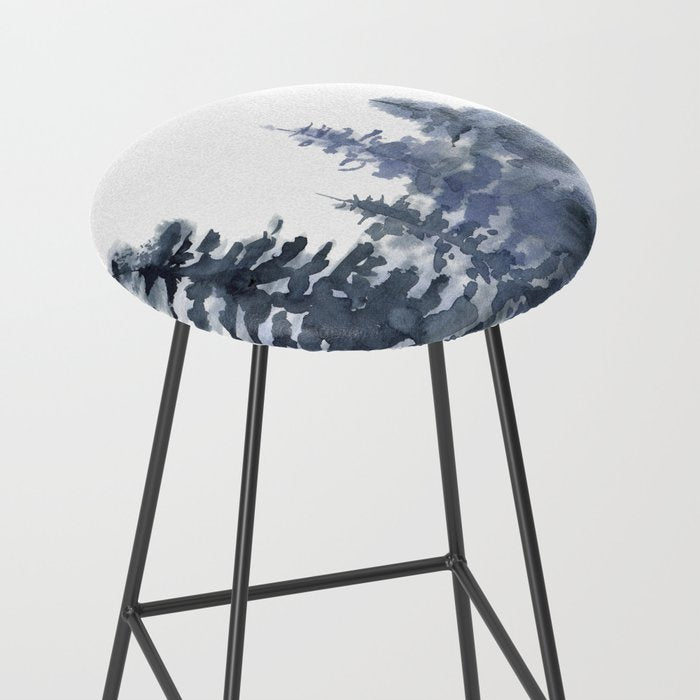 Blue Forest, Abstract Watercolor Stool Gallery Image 2