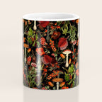 Vintage Dark Red Mushrooms And Poppies Botanical Midnight Garden Coffee Mug Gallery Image 4