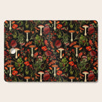 Vintage Dark Red Mushrooms And Poppies Botanical Midnight Garden Cutting Board Gallery Image 1