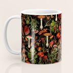 Vintage Dark Red Mushrooms And Poppies Botanical Midnight Garden Coffee Mug Gallery Image 3