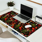 Vintage Dark Red Mushrooms And Poppies Botanical Midnight Garden Desk Mat Gallery Image 2