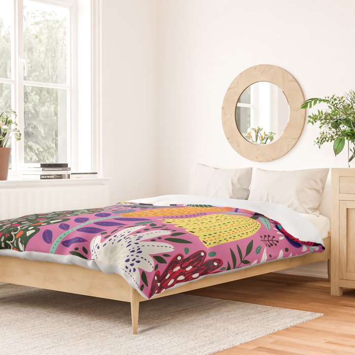 Summer Tropical Pattern Bird Flowers Duvet Cover Gallery Image 2