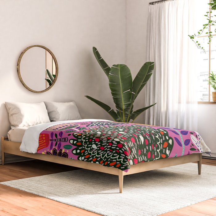 Summer Tropical Pattern Bird Flowers Comforter Gallery Image 2