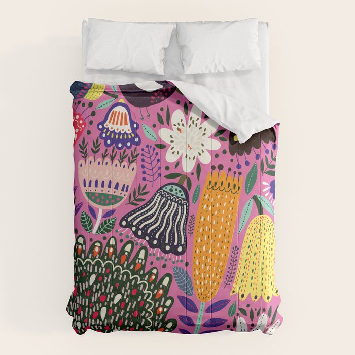 Summer Tropical Pattern Bird Flowers Comforter Gallery Image 1