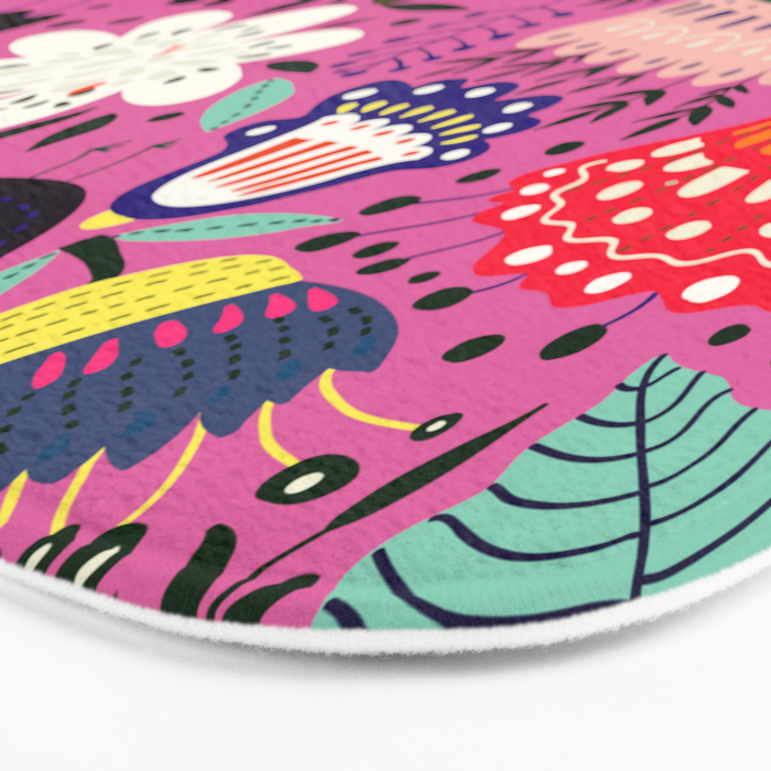 Summer Tropical Pattern Bird Flowers Bath Mat Gallery Image 3