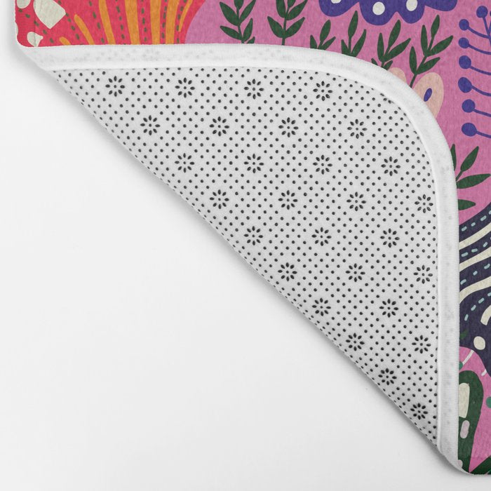 Summer Tropical Pattern Bird Flowers Bath Mat Gallery Image 2