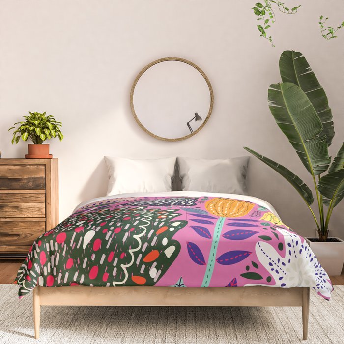 Summer Tropical Pattern Bird Flowers Comforter Gallery Image 3