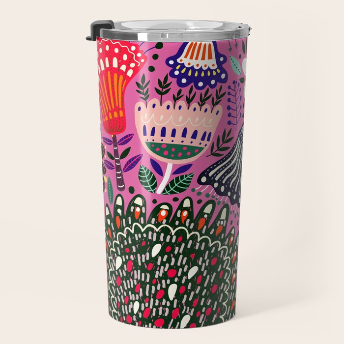 Summer Tropical Pattern Bird Flowers Travel Mug Gallery Image 3
