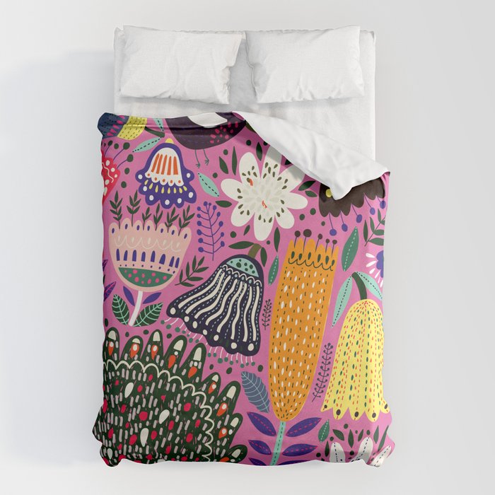 Summer Tropical Pattern Bird Flowers Duvet Cover Gallery Image 1