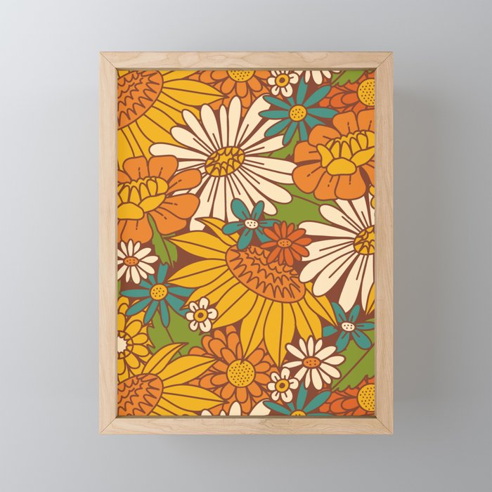 70s Retro Floral Mini Art Print Gallery Image 1