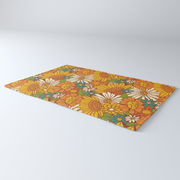 70s Retro Floral Rug Gallery Image 3