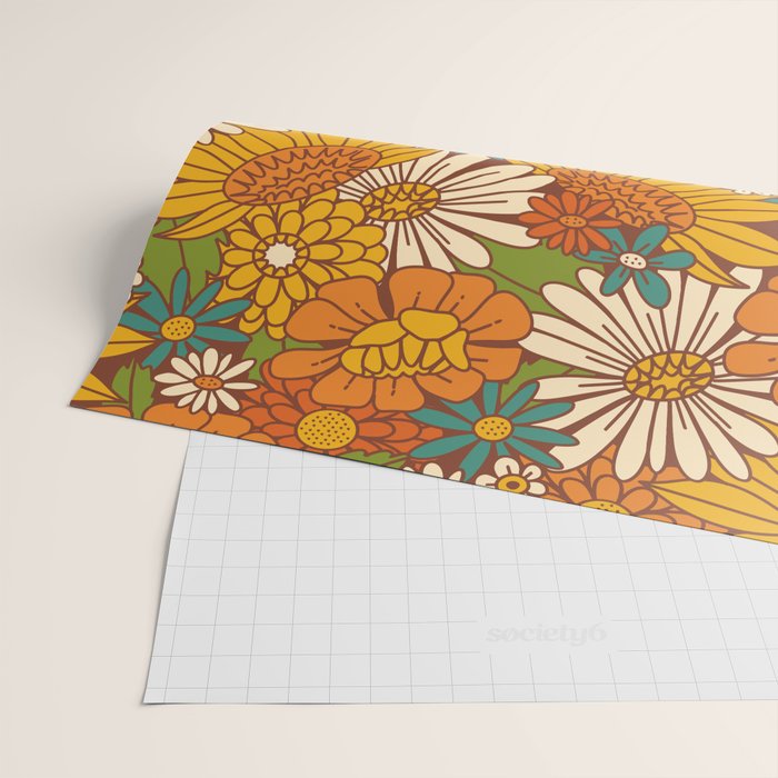 70s Retro Floral Wrapping Paper Gallery Image 2