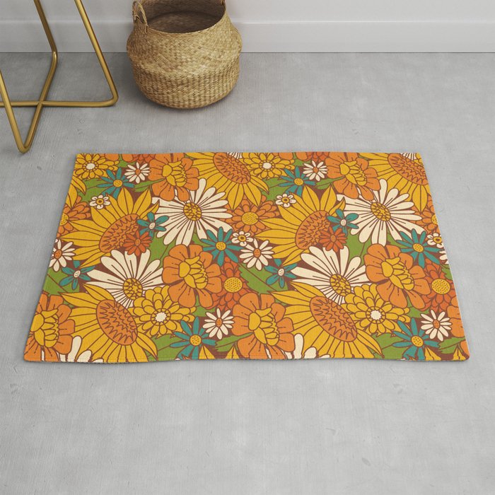 70s Retro Floral Rug Gallery Image 1